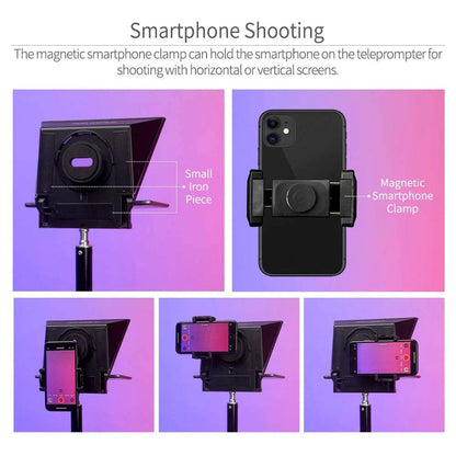 FeelWorld TP2A Portable 8″ Teleprompter supports Tablet Prompting Smartphone DSLR Shooting
