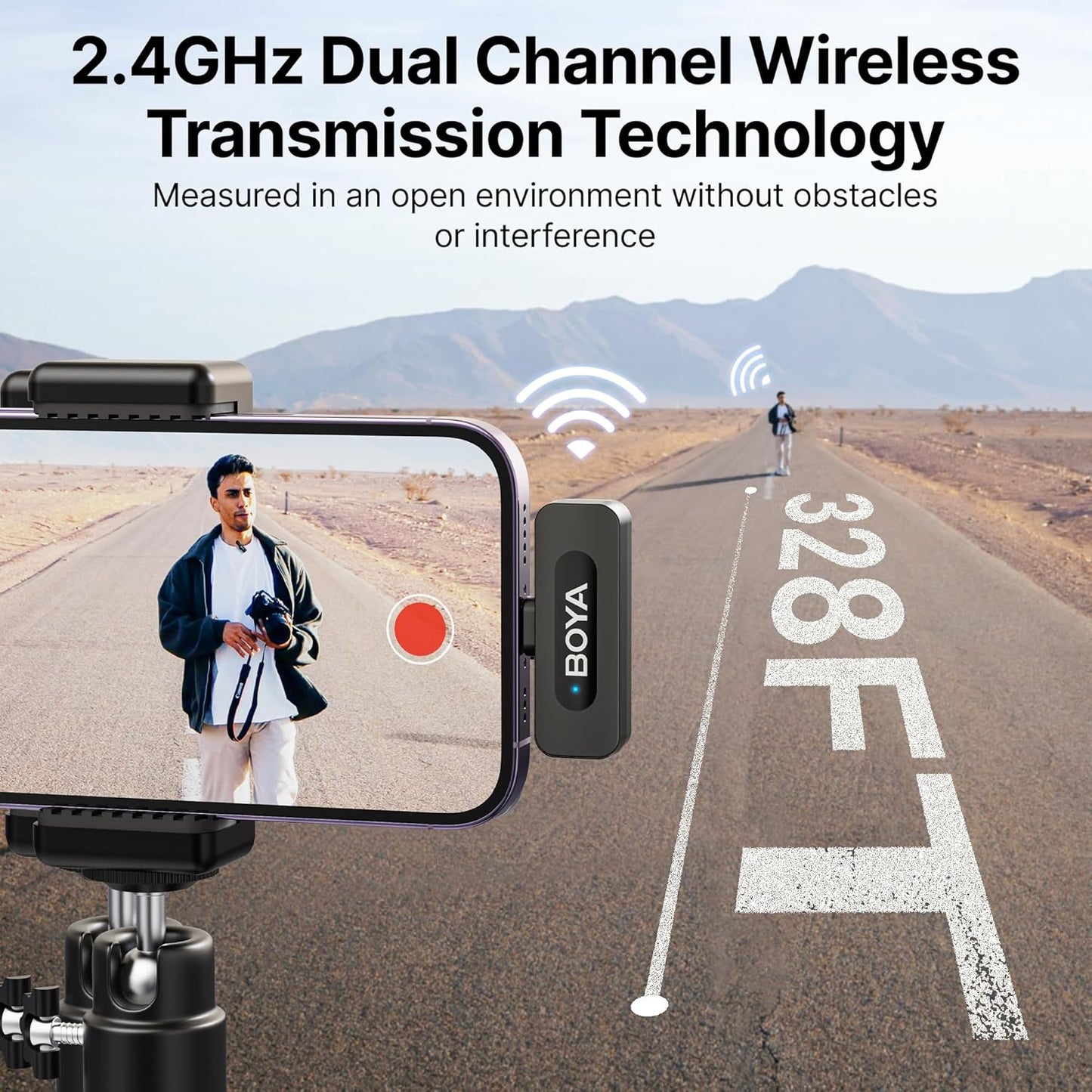 BOYA 2.4G wireless lavalier microphone (1TX+1RX) ,with 100 m distance