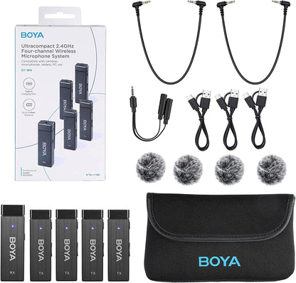 BOYA 2.4G wireless lavalier microphone (2TX+1RX) with charging case