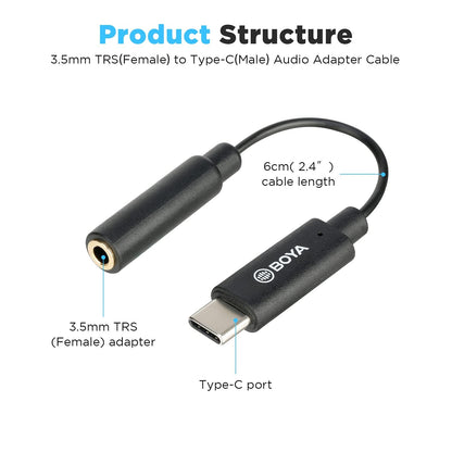 BOYA 3.5mm TRS (Female) to Type-C (Male) Audio Adapter - A4