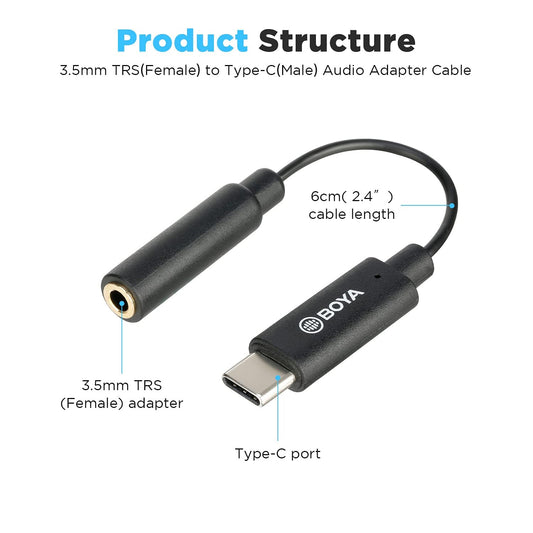 BOYA 3.5mm TRS (Female) to Type-C (Male) Audio Adapter - A4