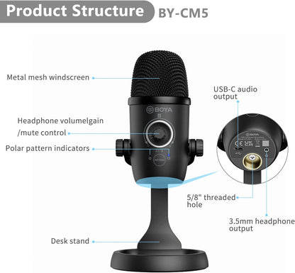 BOYA Mini cardioid USB microphone (with noise cancellation function)