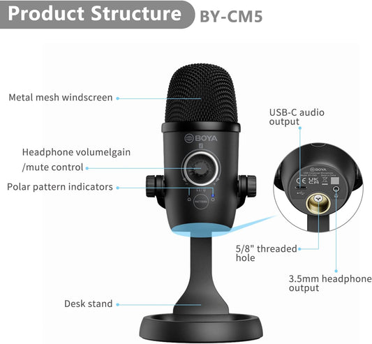 BOYA Mini cardioid USB microphone (with noise cancellation function)