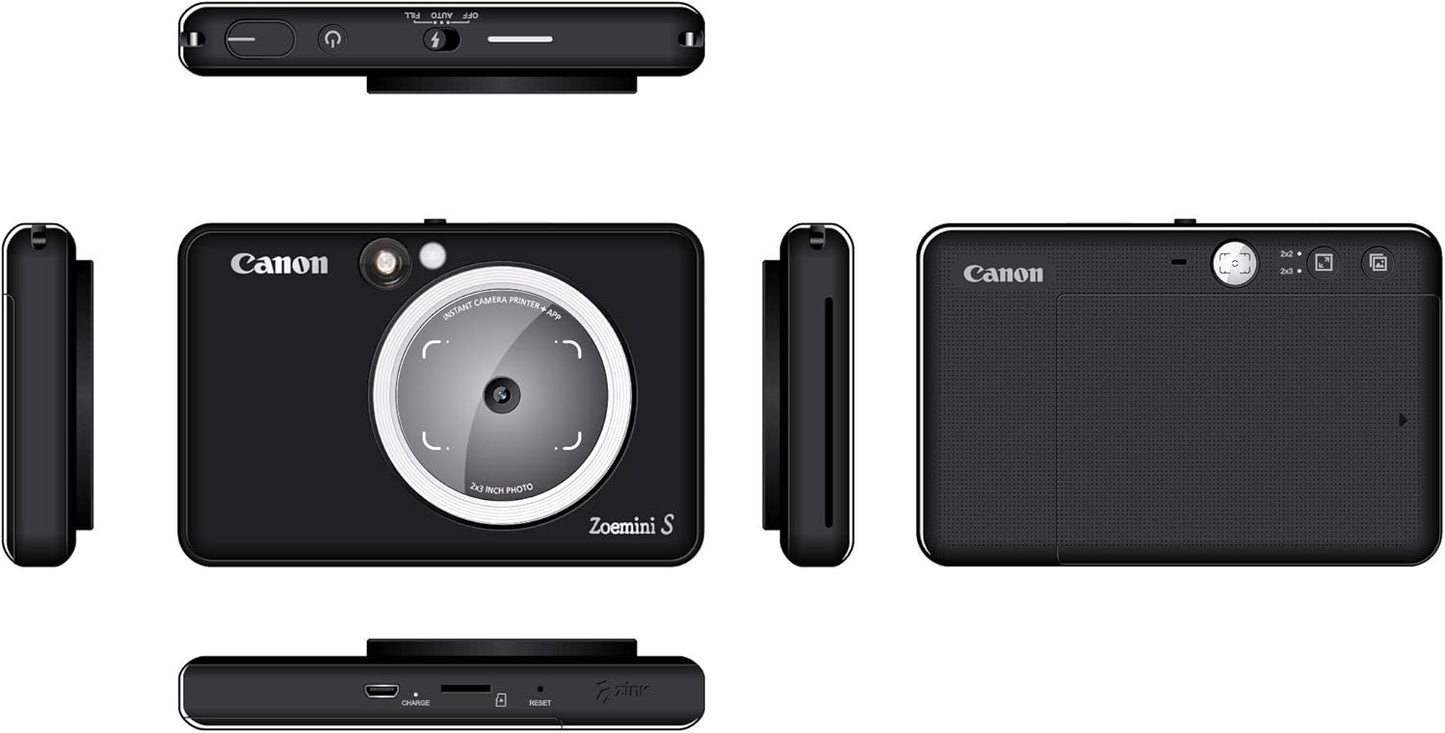Canon Zoemini-S 8MP Matt Black Instant Camera Colour Photo Printer