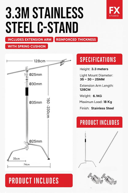 FxStudio ER-300C 3meter Stainless Stell C Stand