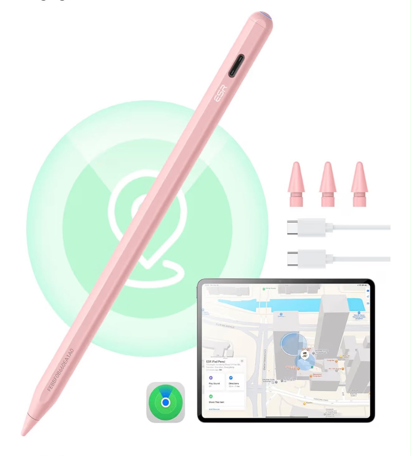 ESR Geo Digital iPad Pencil Findmy Compatible with Apple iPad 2018-2026,with Easy Shortcuts for Apple iPad A16/10/9/8 & Air 13/11 & Pro 12.9/13/11 & Mini 7/6/5,White(No Wireless Charging)