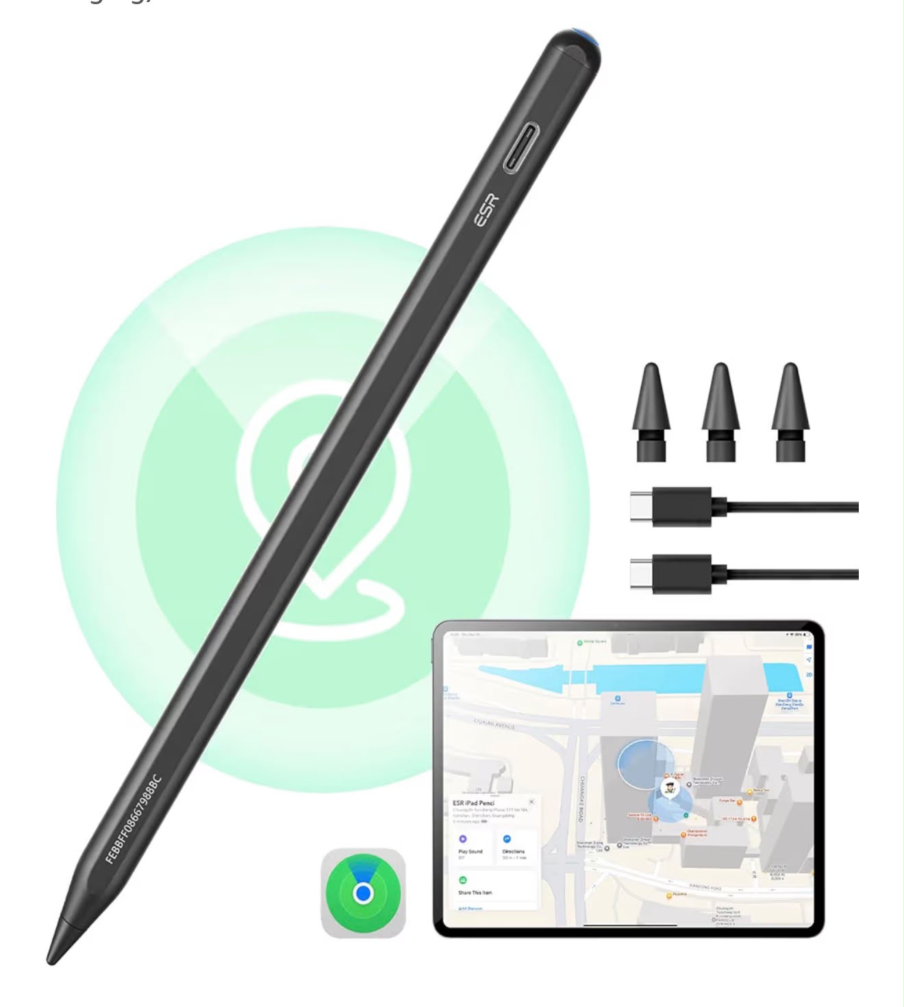 ESR Geo Digital iPad Pencil Findmy Compatible with Apple iPad 2018-2026,with Easy Shortcuts for Apple iPad A16/10/9/8 & Air 13/11 & Pro 12.9/13/11 & Mini 7/6/5,White(No Wireless Charging)
