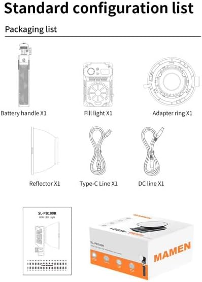 Mamen SL-PB100R Kit RGB COB Fill Light (100W) + Battery 27000mAh
