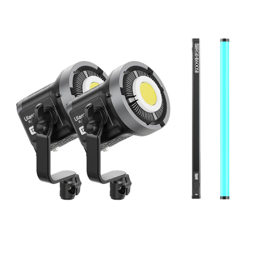 Professional Studio Lighting Bundle – 2x Ulanzi VL-120BI + 2x Photolex B600 RGB Tube Lights