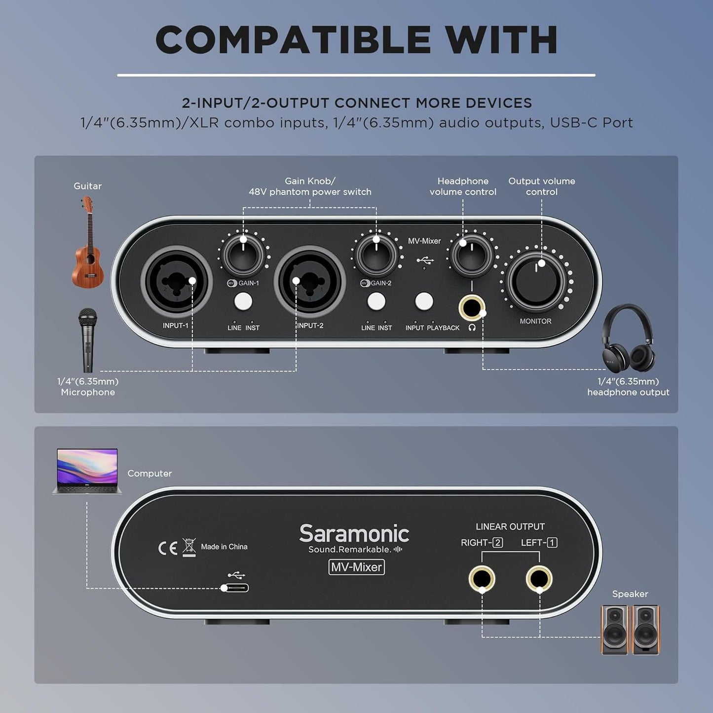 Saramonic MV Mixer Dual-Channel Audio Interface
