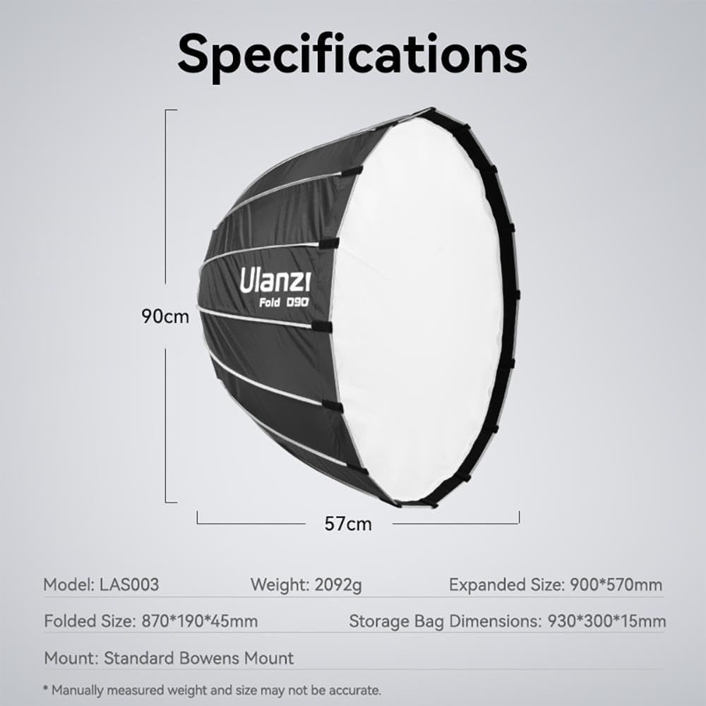 Ulanzi L055 Parapolic SoftBox 90cm With Bowens And Grid ( Universali Mount )