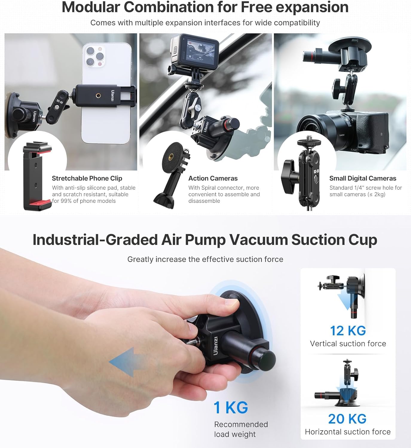 Ulanzi SC-01 Ectended Vacum Suction Cup 3 inches