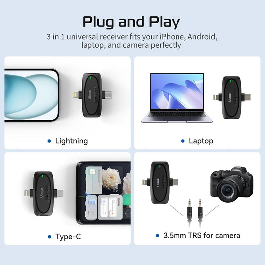 Ulanzi V6 2.4G wireless mic kit 3in1 ( 50 Meter )