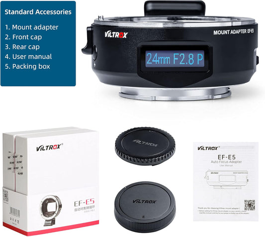 محول عدسات Viltrox بالتركيز التلقائي لعدسات Canon EF/EF-S إلى كاميرات Sony E-Mount