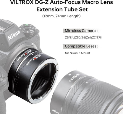 Viltrox DG-Z Brass Bayonet Autofocus Macro Extension Tube Ring for Nikon Z6 Z7 Z50 Mirrorless