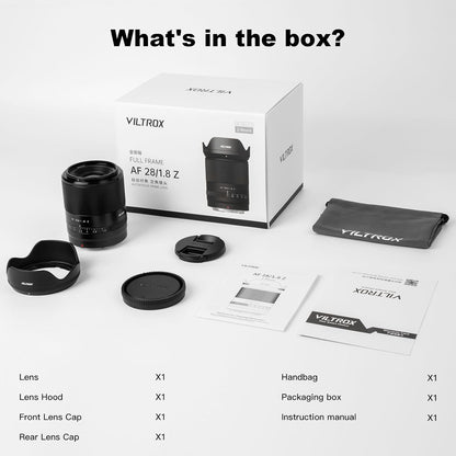 Viltrox Nikon Z Mount Lenses , Full Frame , Auto Focus , 28mm F1.8