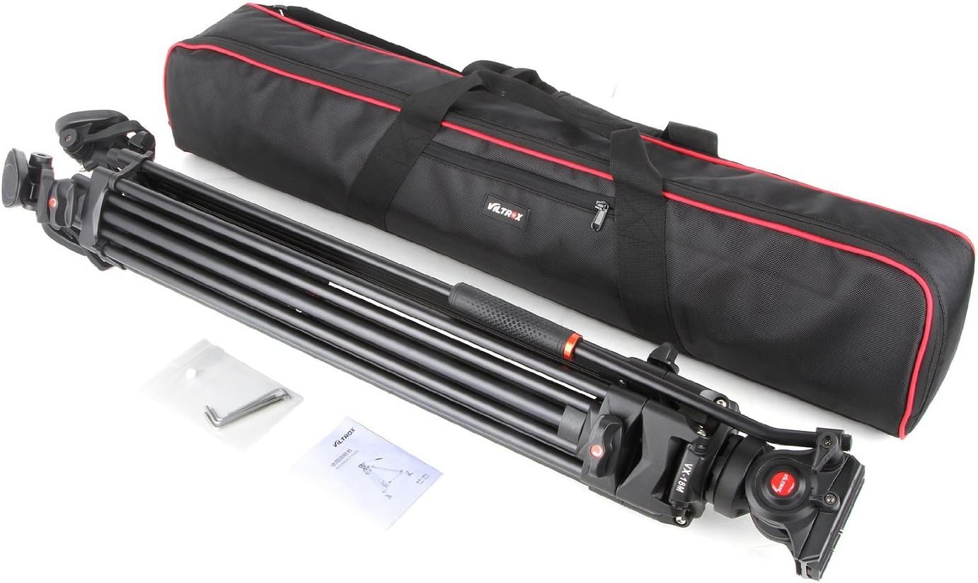 Viltrox VX-18M Professional Heavy Duty Video Camcorder Tripod with Fluid Drag Head and Quick Release Plate