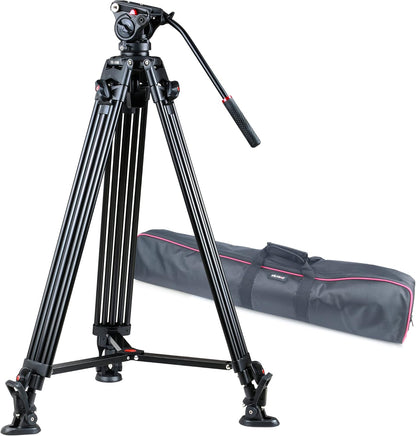 Viltrox VX-18M Professional Heavy Duty Video Camcorder Tripod with Fluid Drag Head and Quick Release Plate