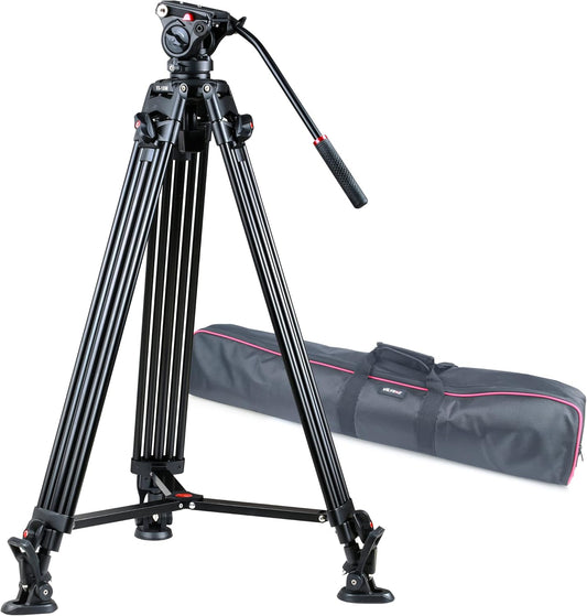 Viltrox VX-18M Professional Heavy Duty Video Camcorder Tripod with Fluid Drag Head and Quick Release Plate