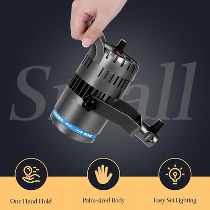 ZSYB P60S Lightweight Professional LED Video Spotlight – Remote Control, 5-Color Dimmable Lighting (2800K–7000K)