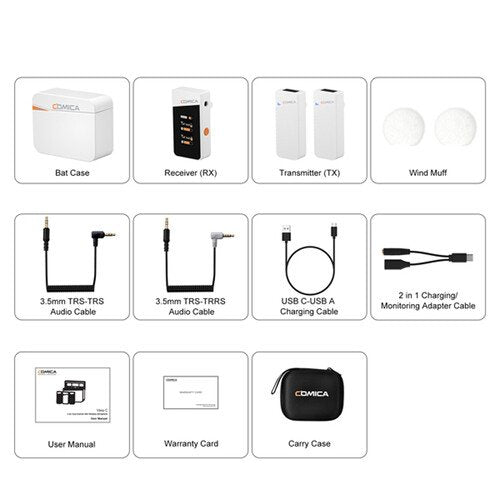 Comica Vimo C 2.4G Dual-Channel Mini Wireless Microphone (White)