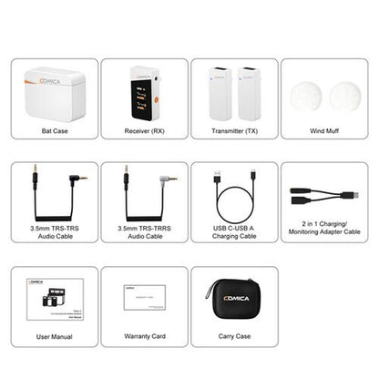 Comica Vimo C 2.4G Dual-Channel Mini Wireless Microphone (White)