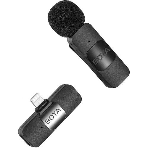 BOYA BY-V1 (SOLO) Ultracompact Wireless Microphone System with Lightning Connector for iOS Devices (2.4 GHz – Black)