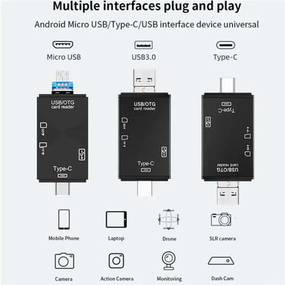 Generic 6-in-1 USB-C & OTG Micro SD Card Reader Adapter