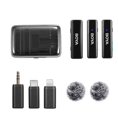 BOYA BOYALINK 1-2-Person All-in-One Wireless Microphone System with Interchangeable Connectors 2.4 GHz (Black)