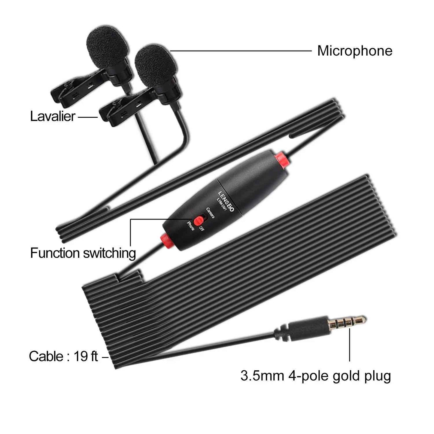 LENSGO DM1 Lavalier Microphone and Dual Microphone