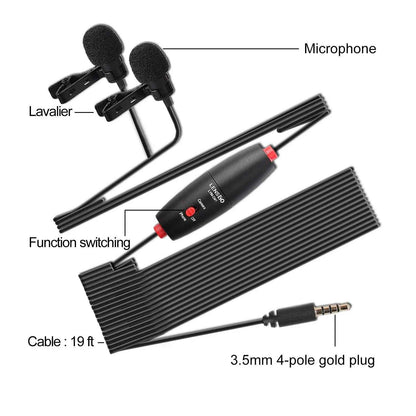 LENSGO DM1 Lavalier Microphone and Dual Microphone