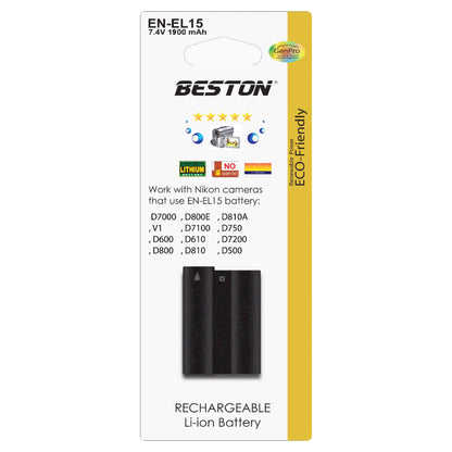 Beston EN-EL15B Rechargeable Lithium-Ion Battery for Nikon Cameras – 1900mAh