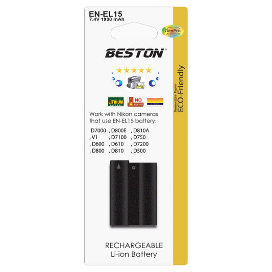 Beston EN-EL15B Rechargeable Lithium-Ion Battery for Nikon Cameras – 1900mAh