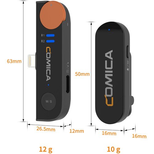 Comica Audio Vimo S MI 2-Person Wireless Microphone System with Lightning Connector for iOS Devices (Black, 2.4 GHz)