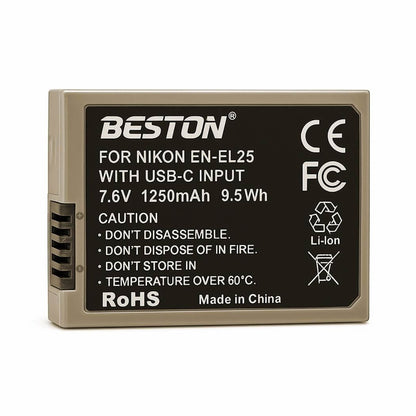 Beston EN-EL25C Battery for Nikon Cameras [USB C/Rechargeable]