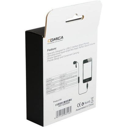 Comica Audio CVM-V01SP(UC) Omnidirectional USB Type-C Lavalier Microphone for Android Devices (14.7′ Cable)