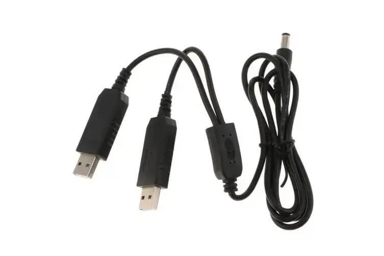 Dual USB Power Cable DC Coupler Dummy Battery Adapter