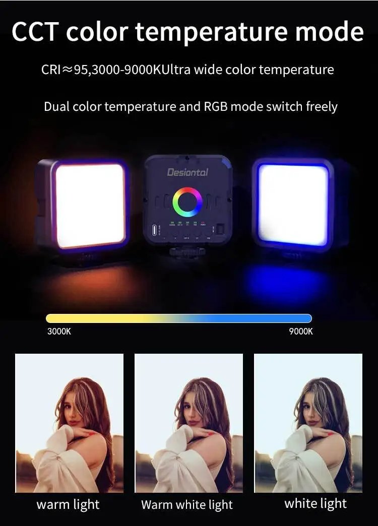 Desiontal W70 RGB Led Video Light Mini On-Camera SLR Light 36000 Full Color Lighting Lamp