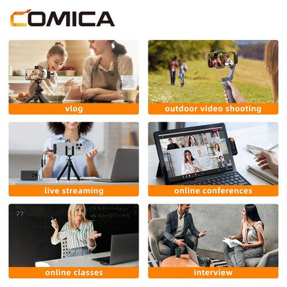 Comica Audio Vimo S UC 2-Person Wireless Microphone System with USB-C Connector for Mobile Devices (Black, 2.4 GHz)