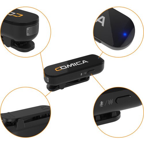 Comica Audio Vimo S UC 2-Person Wireless Microphone System with USB-C Connector for Mobile Devices (Black, 2.4 GHz)