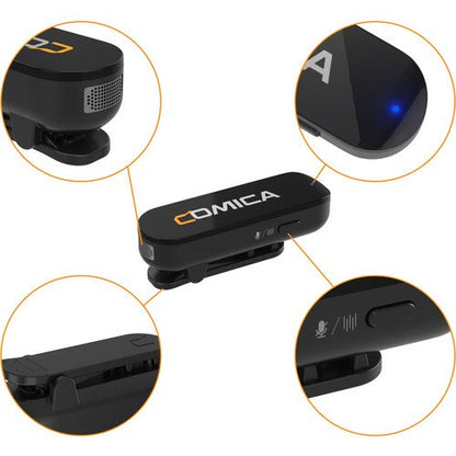 Comica Audio Vimo S UC 2-Person Wireless Microphone System with USB-C Connector for Mobile Devices (Black, 2.4 GHz)