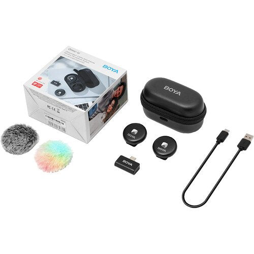 BOYA OMIC-U 2-Person Wireless Microphone System with USB-C Connector for Mobile Devices (Black)