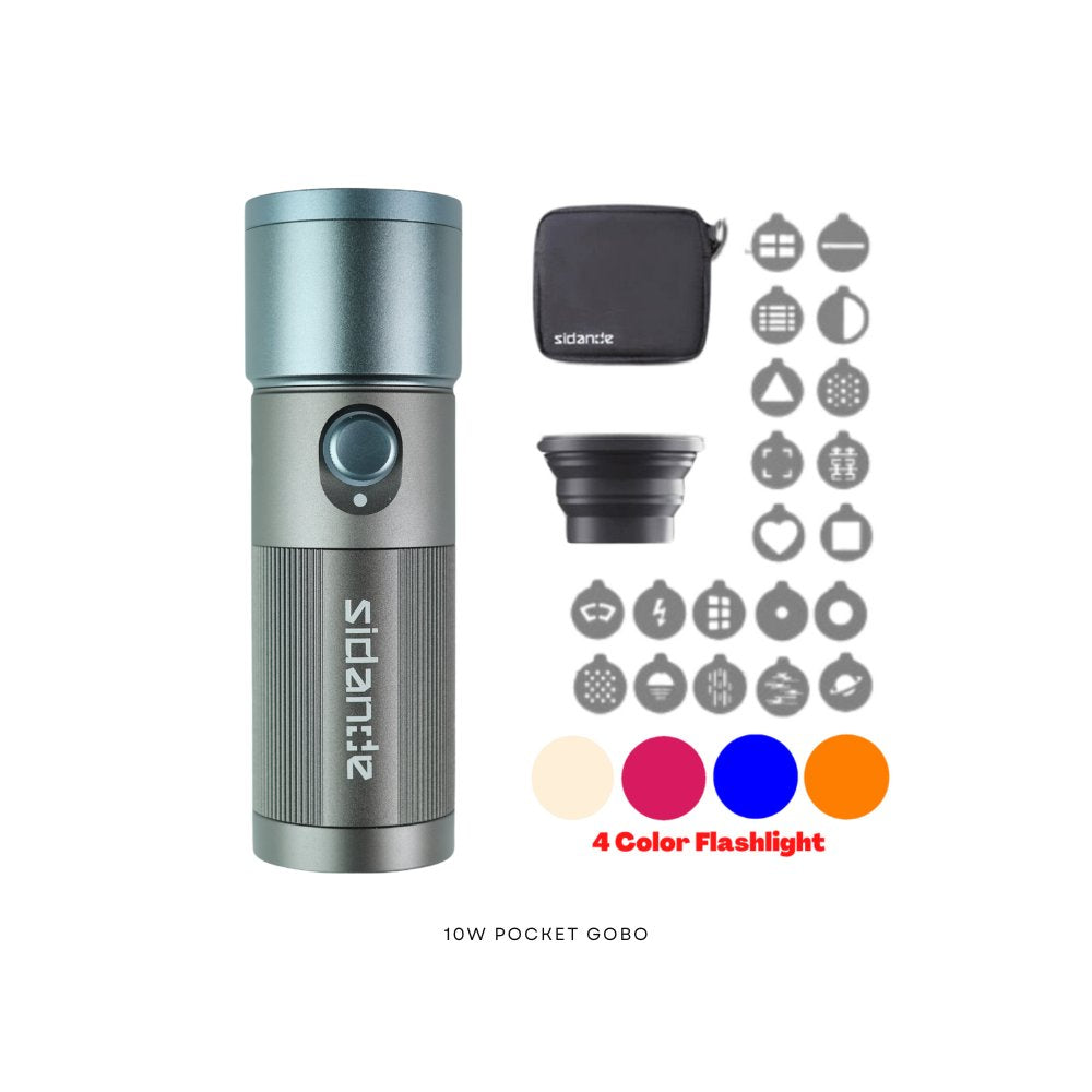 Sidande 10W Videography Flashlight Combo with Projection Kit – 8400mAh Battery