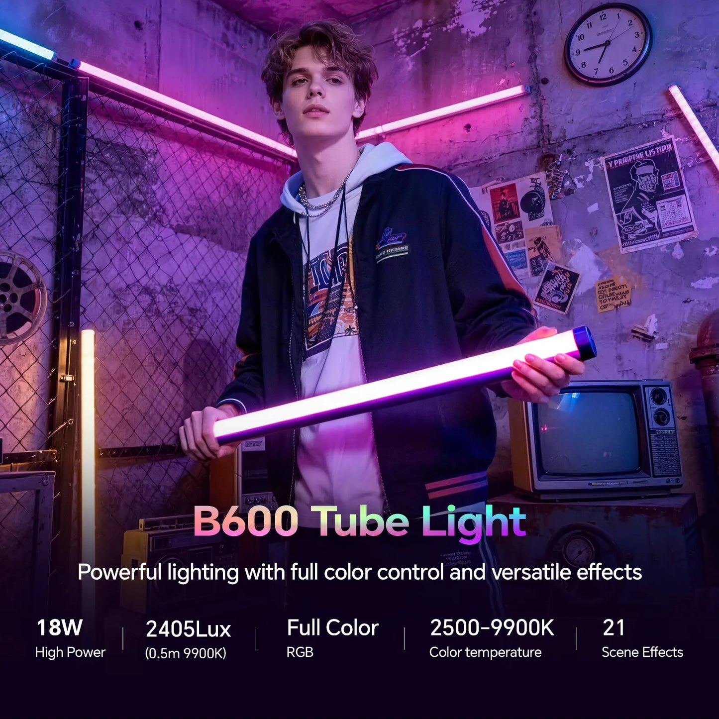 PHOTOOLEX 2- Light Kit B600S RGB Tube Light