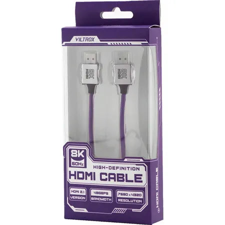 Viltrox 8K HDMI 2.1 Coiled Cable (11.4–27.6″) – High-Speed 60Hz, Purple